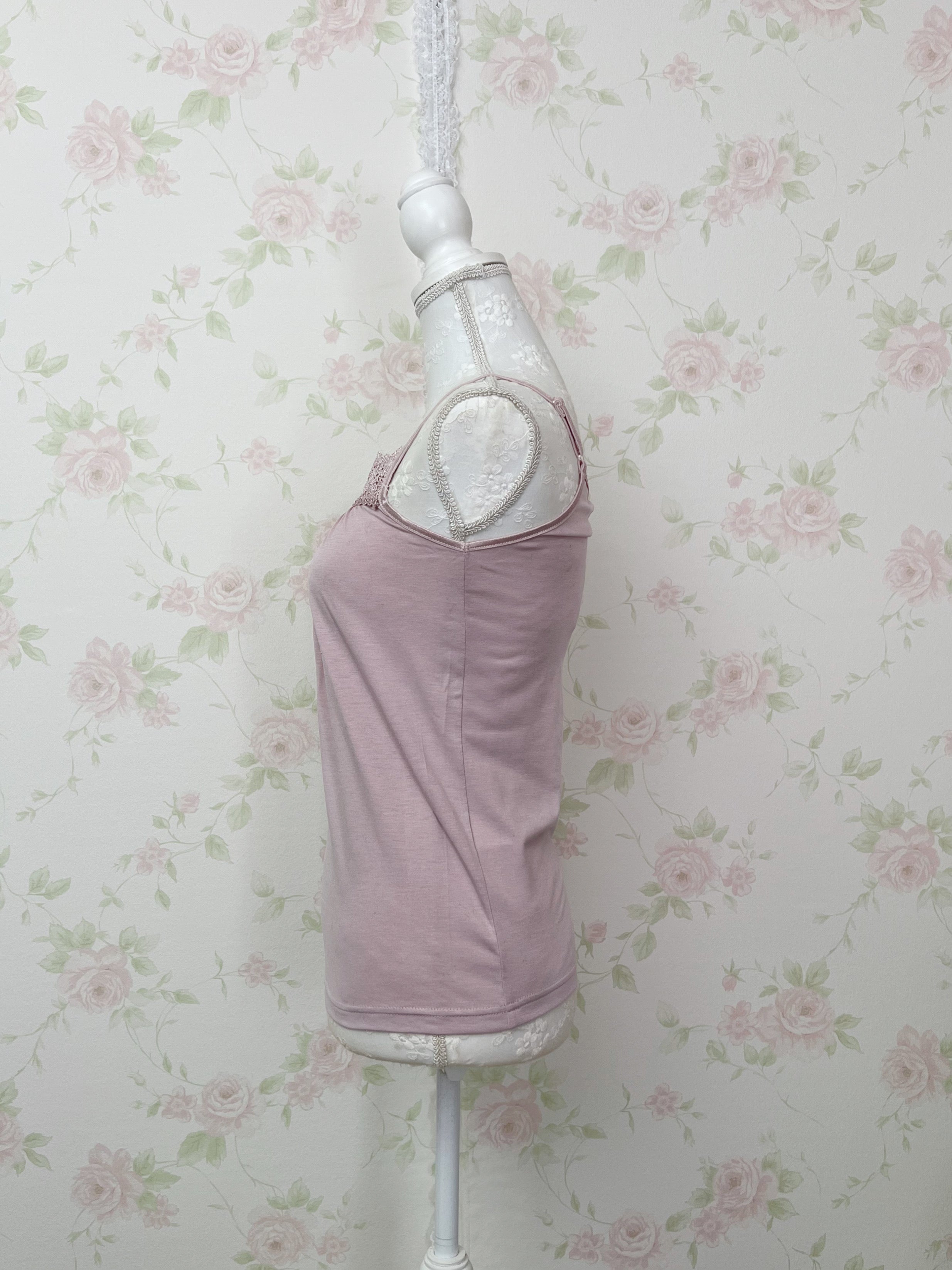 Honeys Lame Line Front Lace Camisole (Pink)
