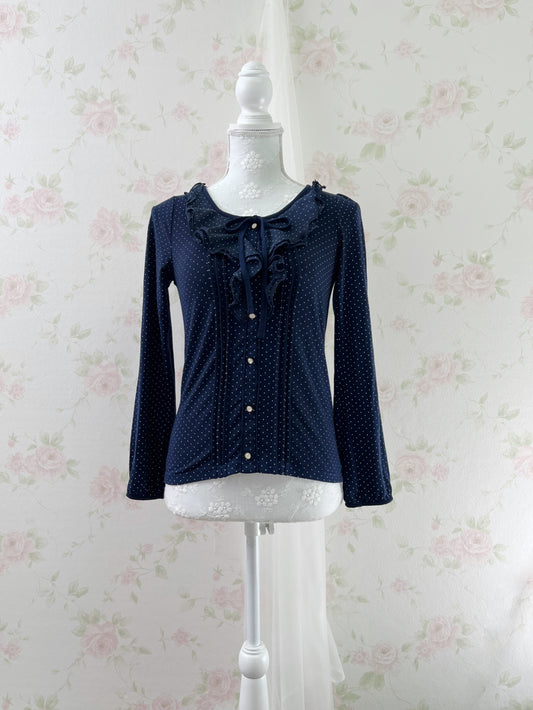 Honey’s Polka Dot Ruffled Long Sleeved Top
