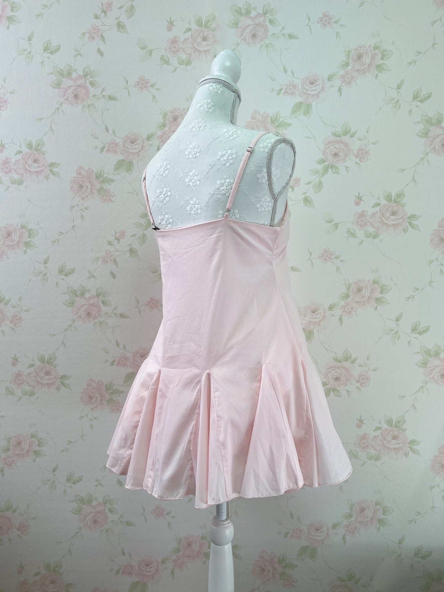 GRL Side Lacy Bow Camisole Cotton Dress (Pink)