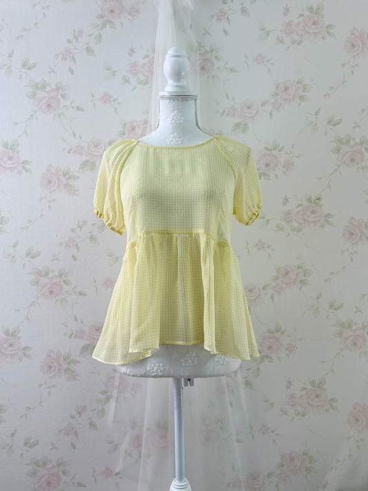 earth music&ecology Checked Peplum Top