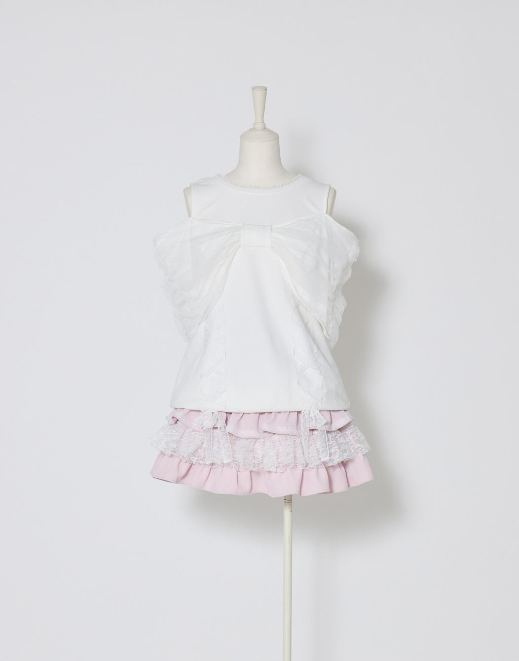 mellfy memory Tulle Ribbon Shoulder Sweat Tunic