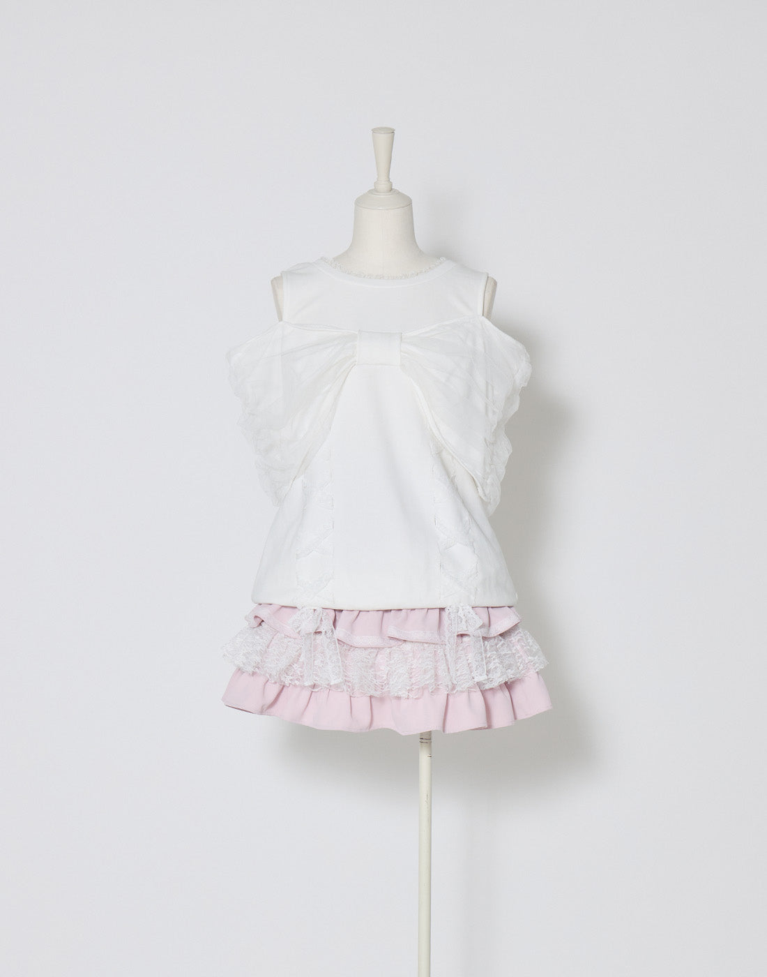 mellfy memory Tulle Ribbon Shoulder Sweat Tunic