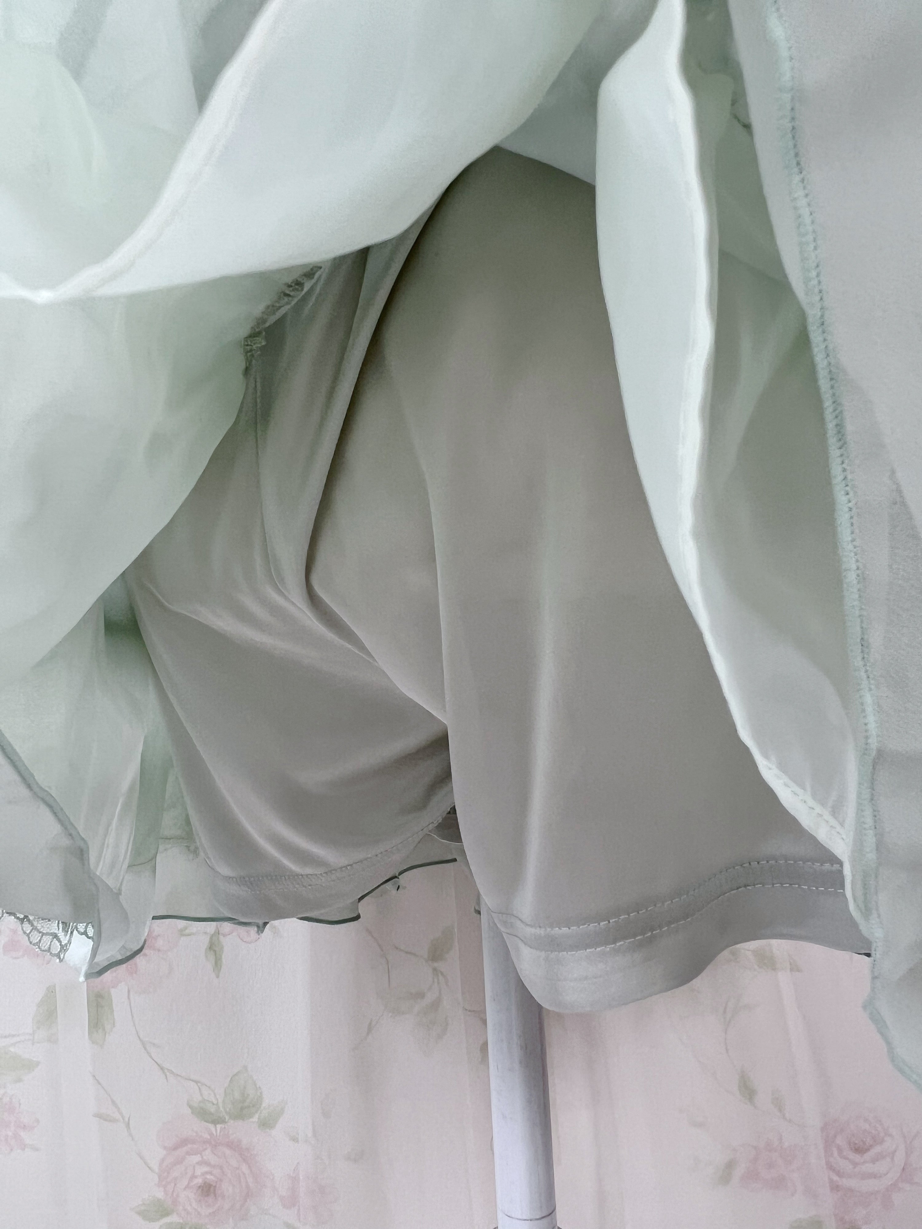 axes femme Lace Hem Chiffon Skirt (Mint Green)
