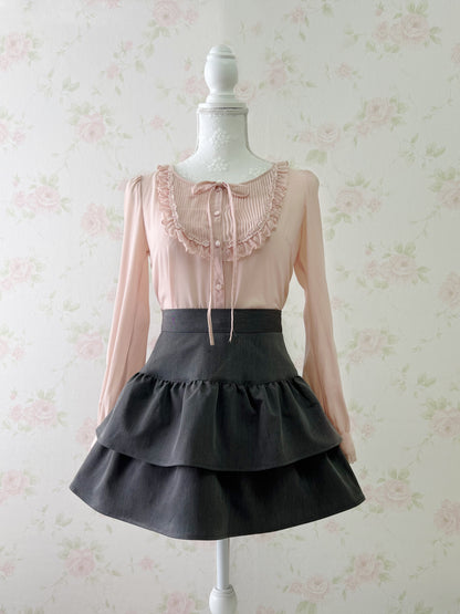 L’EST ROSE Ruffled Blouse (Pink Beige)