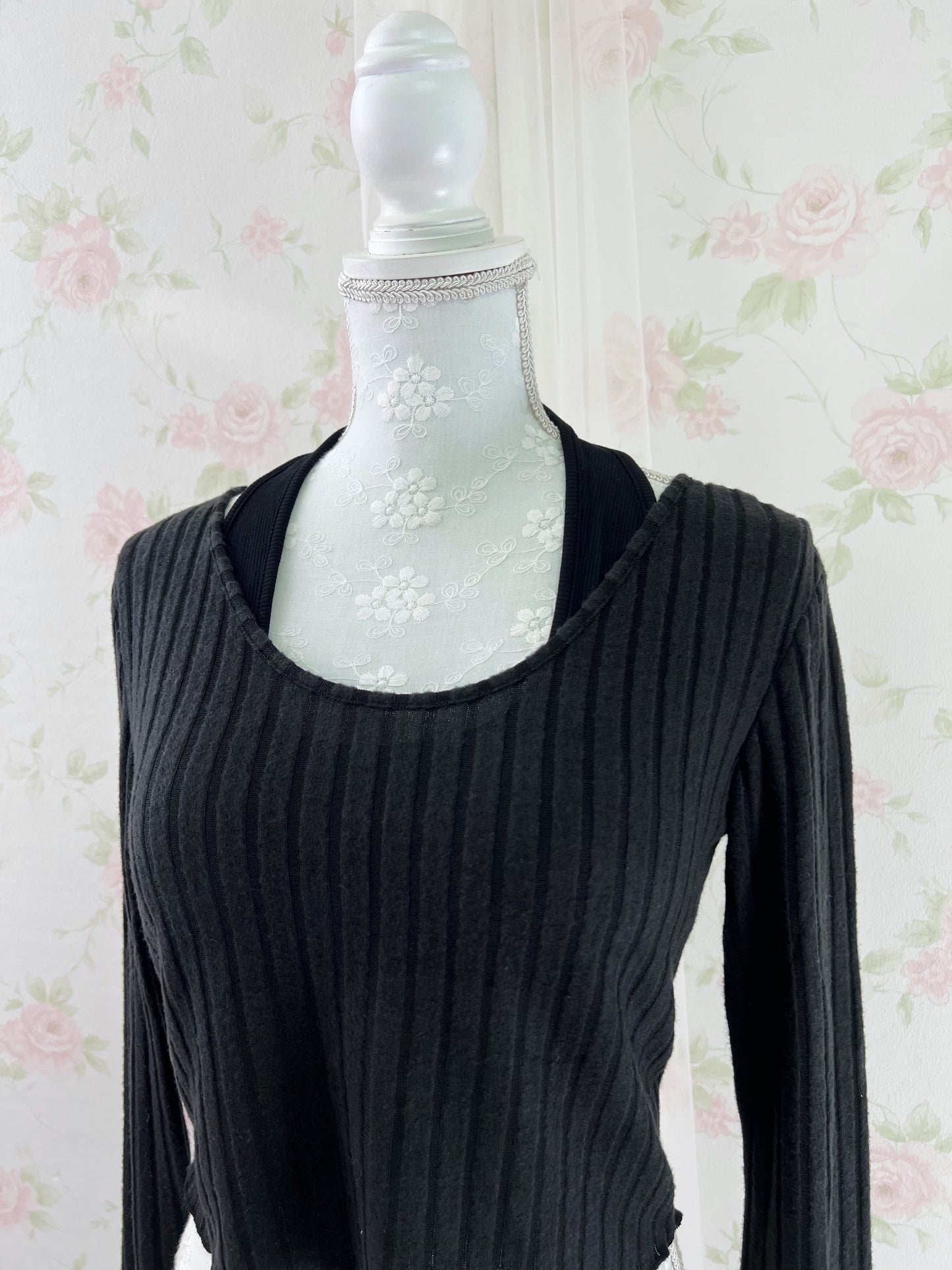 GRL Layered Like Halter Neck Top (Black)