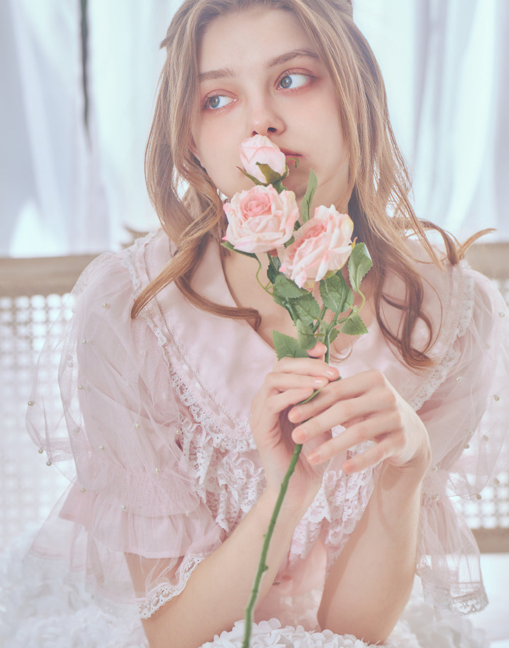 mellfy memory Sweet whipped ribbon blouse