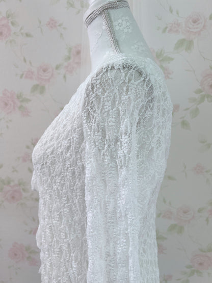 GRL Lacy Double String Cardigan (White)