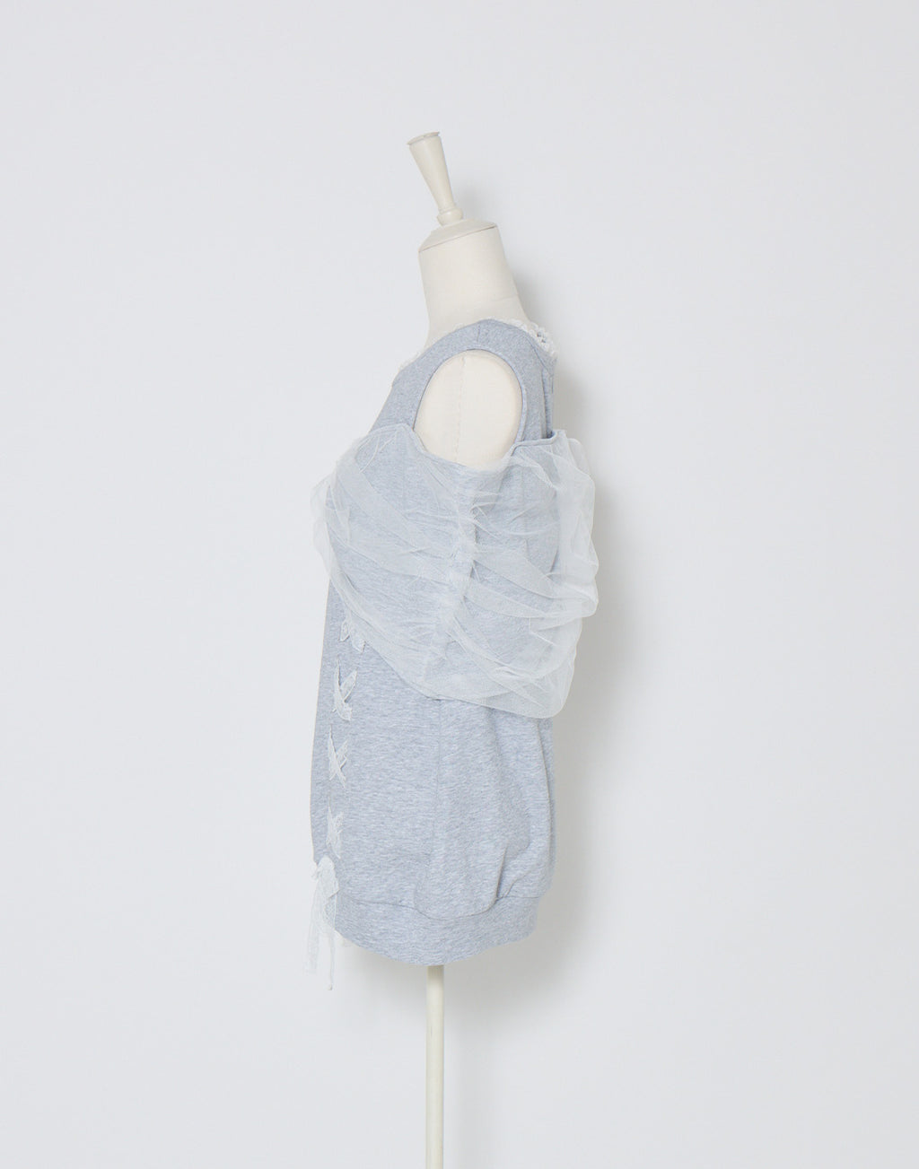 mellfy memory Tulle Ribbon Shoulder Sweat Tunic