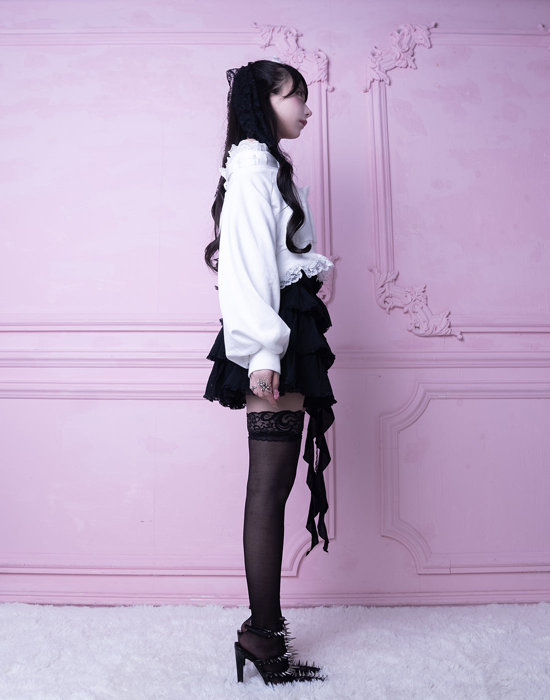 <Deliver in Late September> AVENCHUMU Ruffle frill ribbon tiered skirt