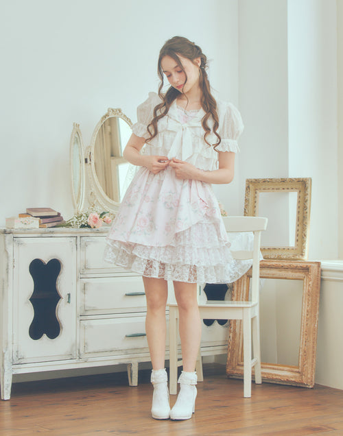 (Pre-order) mellfy memory Lovely cotton lace bolero blouse