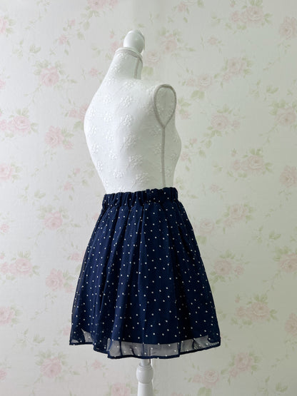 Honey’s Polka Dot Chiffon Dolly Skirt (Navy)