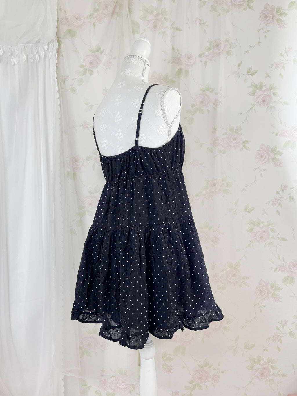 Polka Dot Shoujo Camisole Dress (Black)