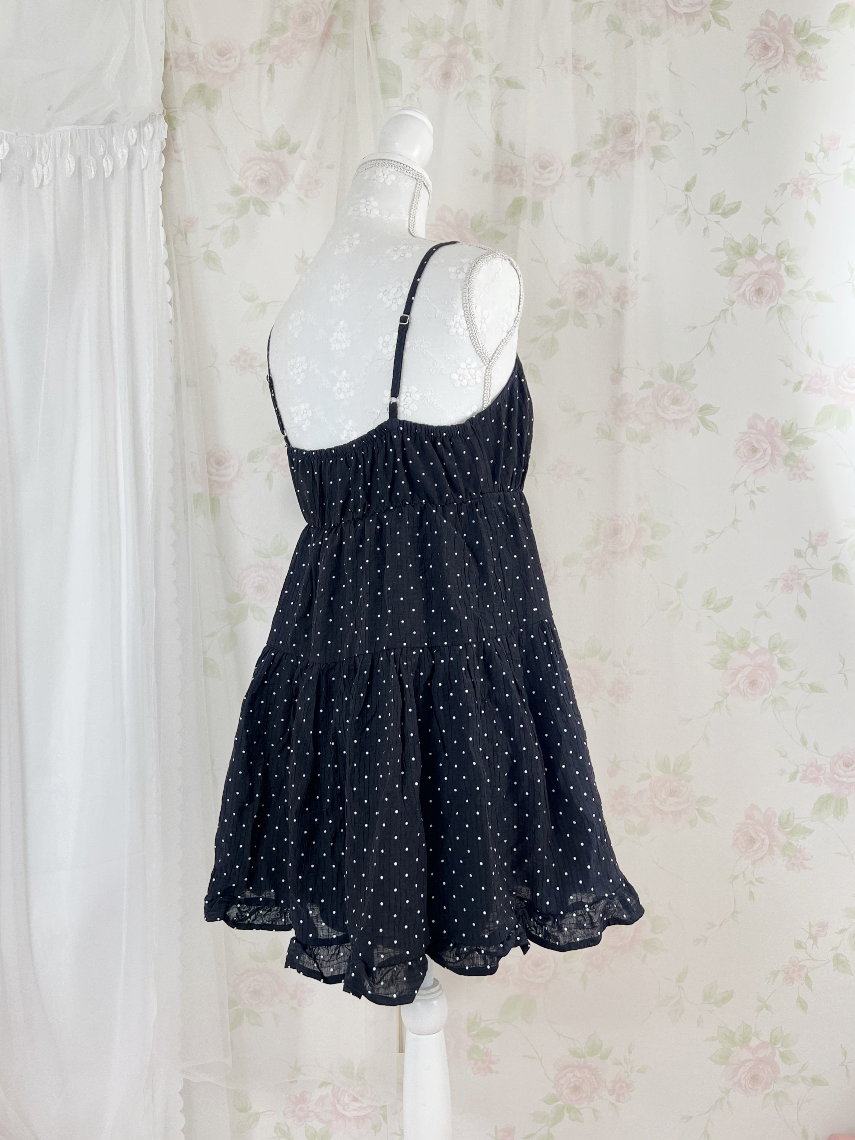 Polka Dot Shoujo Camisole Dress (Black)