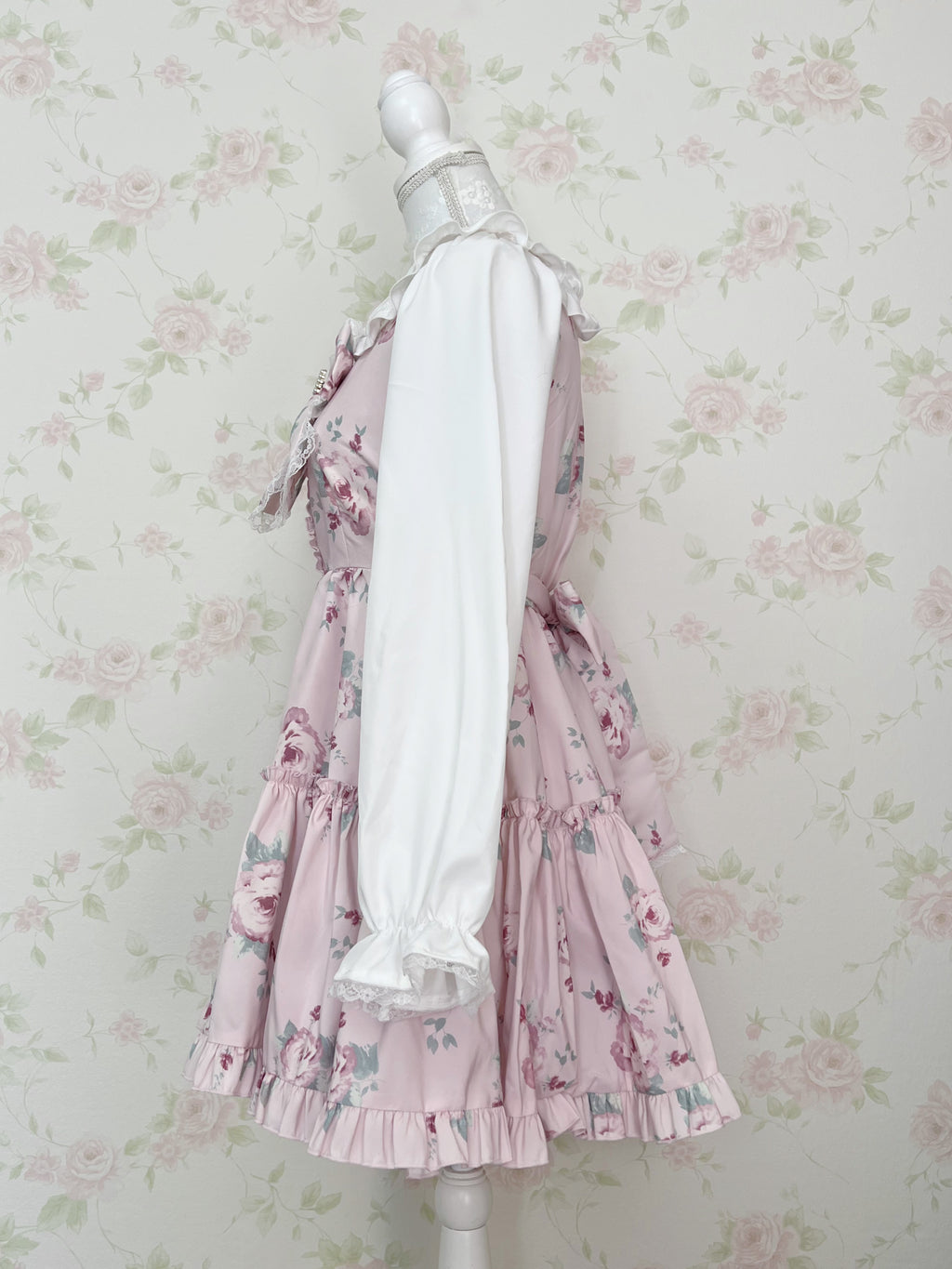 majoretty Floral Lace Collar Dress (Pink)