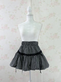 Clear Gingham Checked Cotton Balloon Skirt