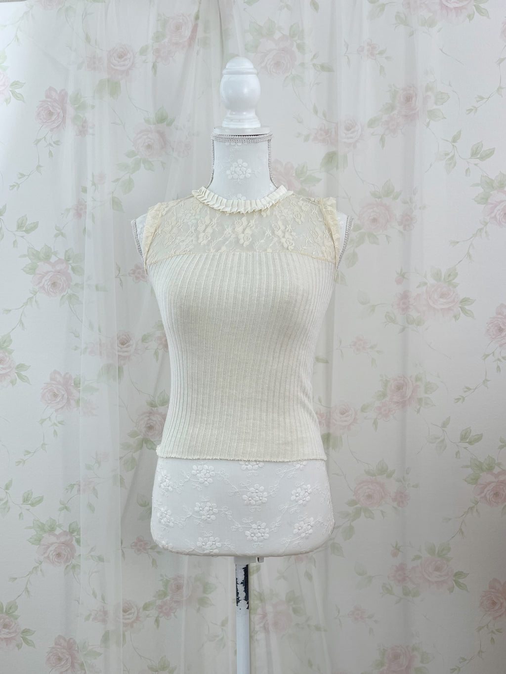 An MILLE Front Lace Top (Ivory)