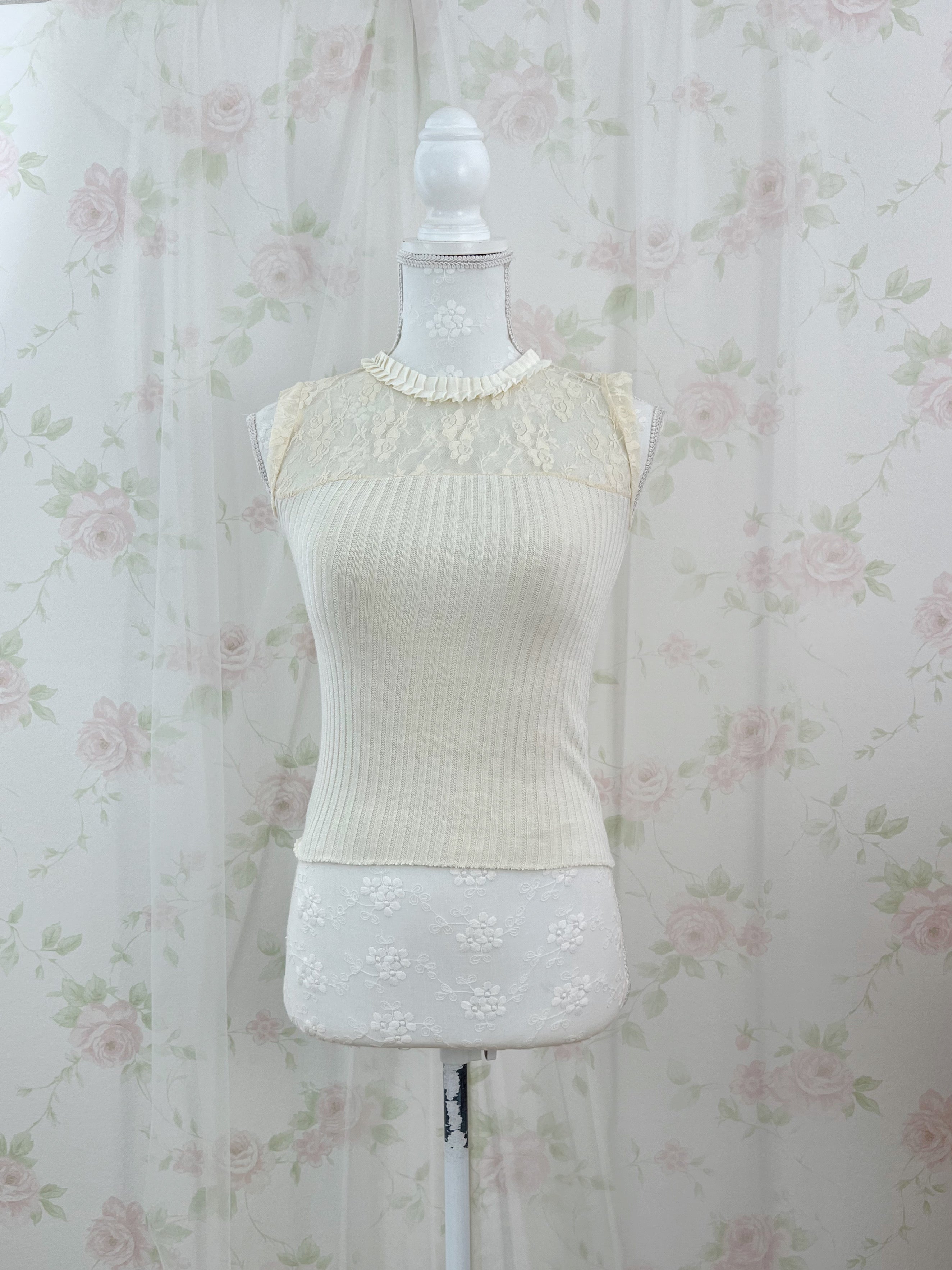 An MILLE Front Lace Top (Ivory)
