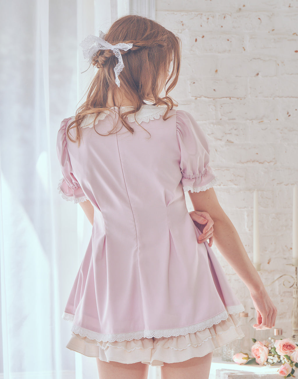 mellfy memory Twin lace-up ribbon tunic