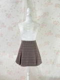 Trapezoid Slit Checked Skirt (Smoky Brown)