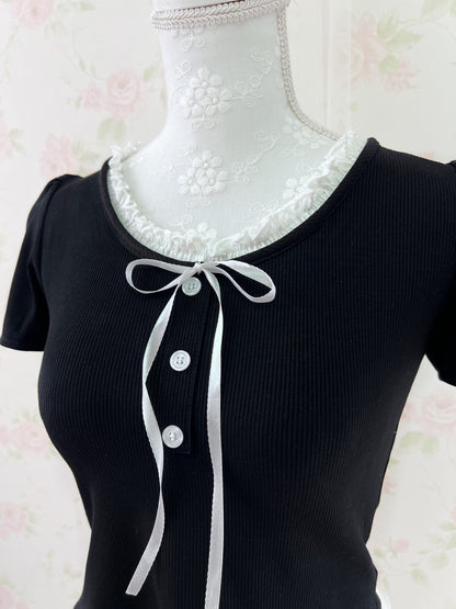 GRL Ruffled Lined Shoujo Top (Black)