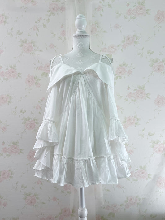 GRL Off Shoulder Layer Like Tunic Top (White)