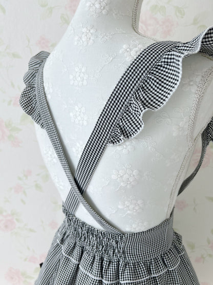 Secret Honey Ruffled Line Jumper Skirt (Black Check)