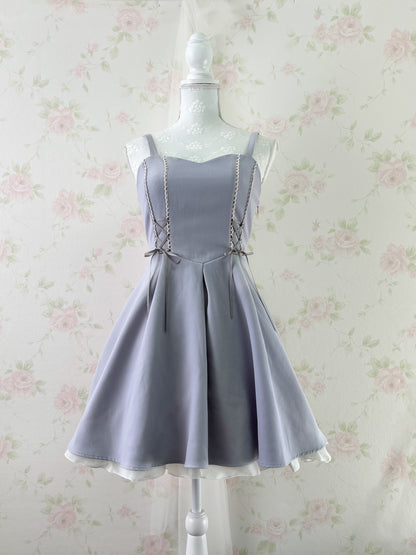 Secret Honey Back Bow Dolly Dress (Purple Blue)