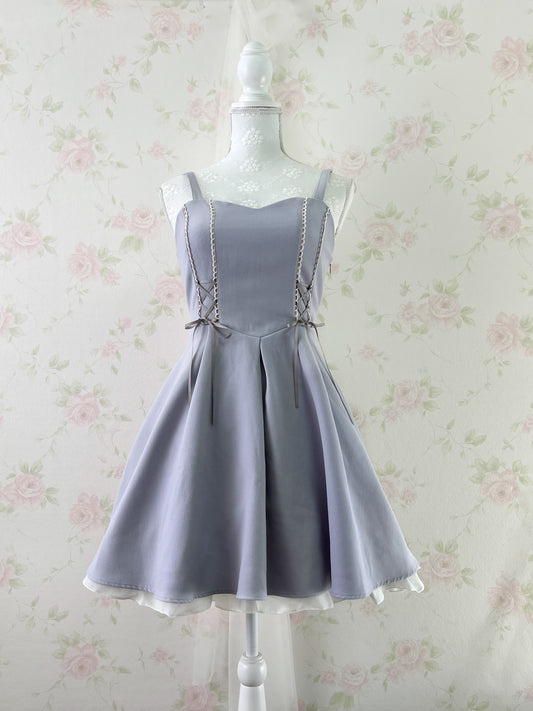 Secret Honey Back Bow Dolly Dress (Purple Blue)