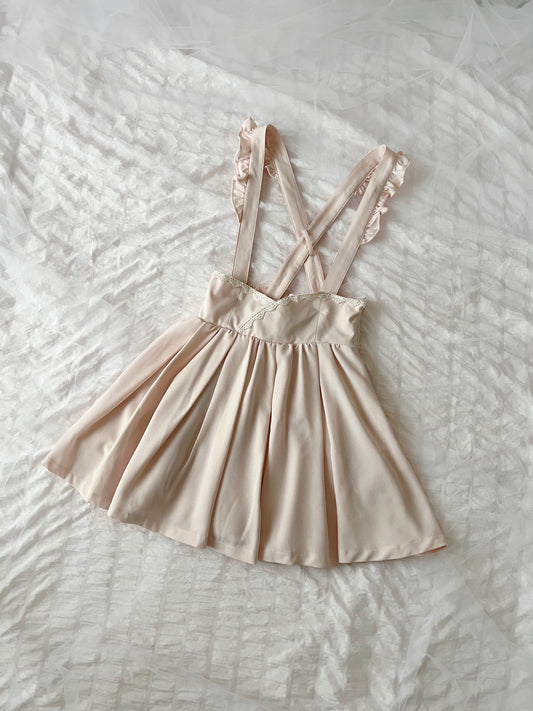 LIZ LISA High Waist Frilled Suspender Jumper Skirt (Baby Pink)
