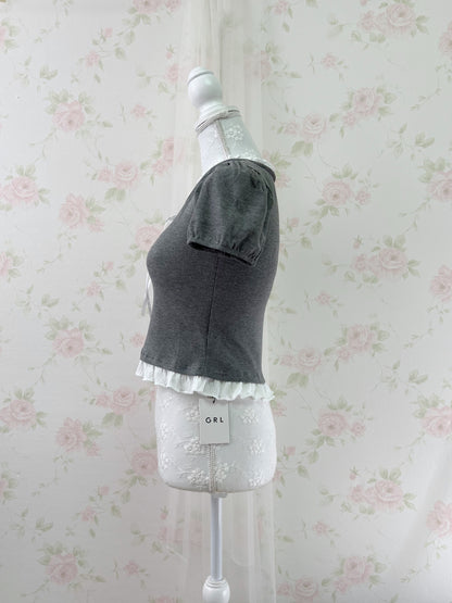 GRL Ruffled Lined Shoujo Top (Gray)