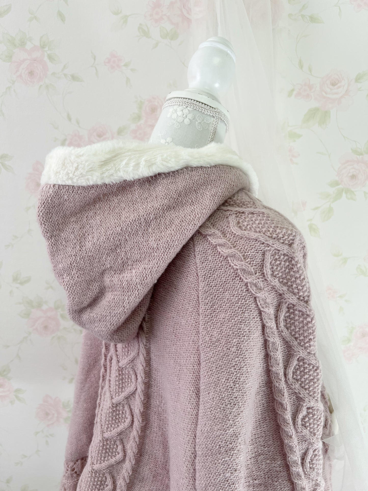 axes femme RIbbon Boa Poncho (Pink)