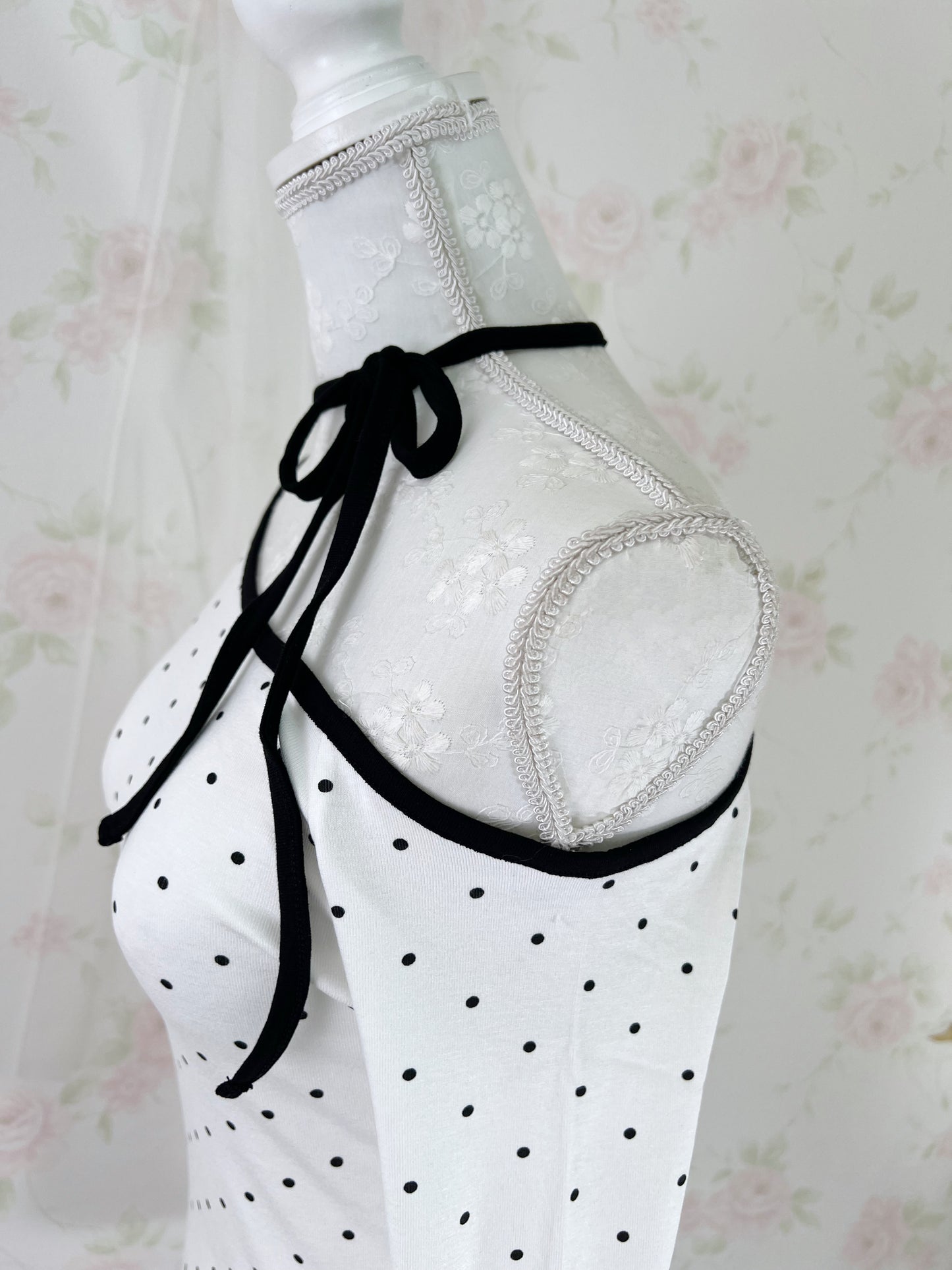 One Shoulder Polka Dot Top (White)