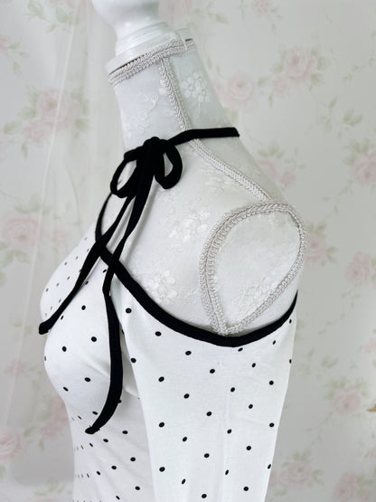 One Shoulder Polka Dot Top (White)