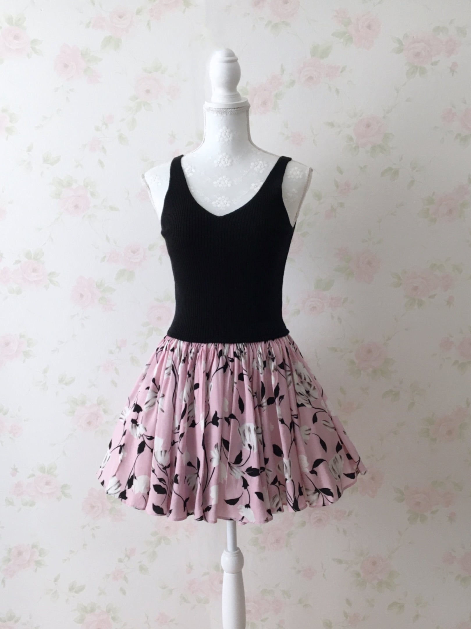 SNIDEL Knit Top Angora Mix Floral Dress