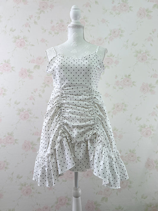 apres jour mignon Polka Dot Draw Strings Dress
