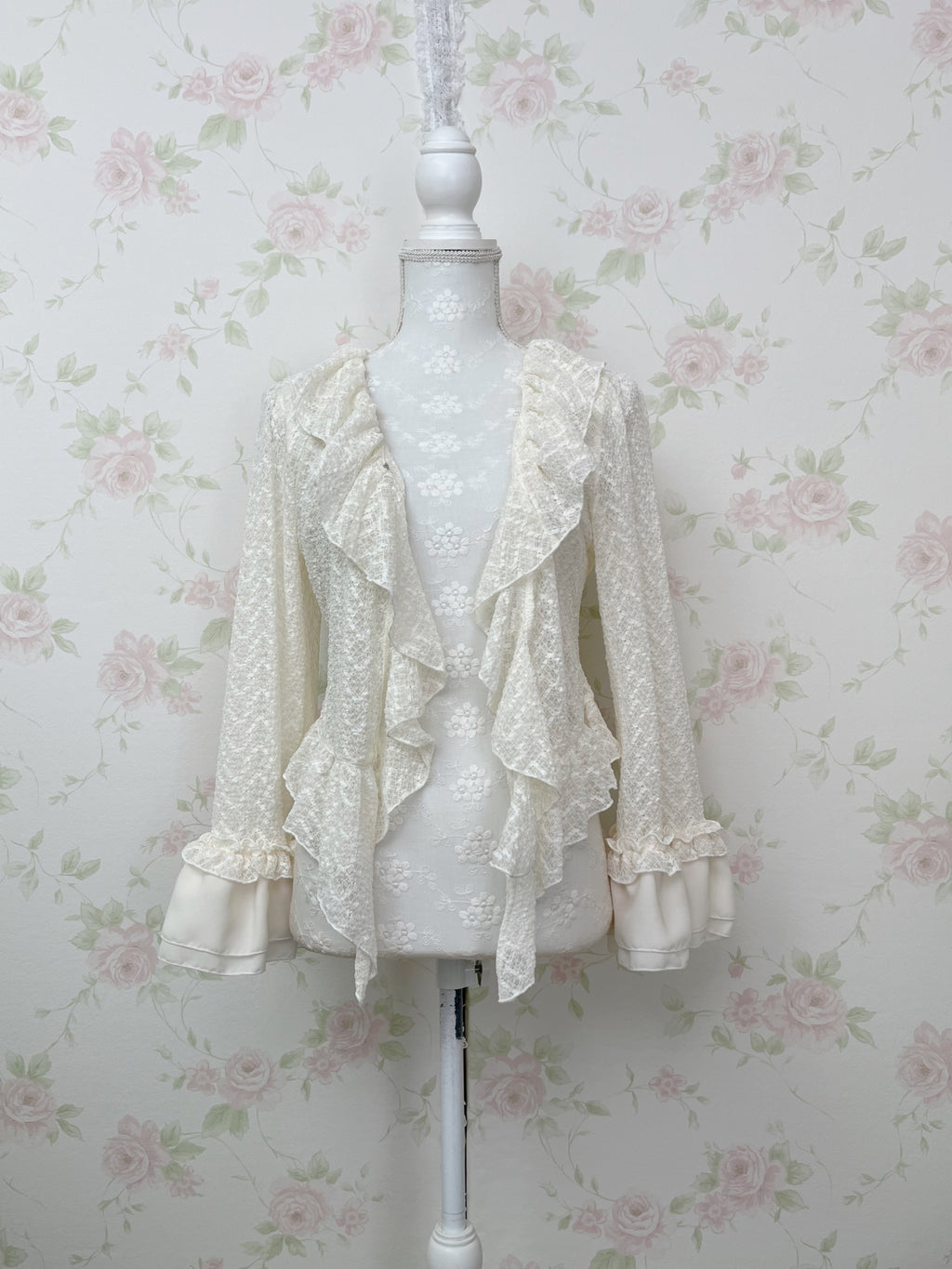 axes femme Lacy Y2K Revival Cardigan (Ivory)
