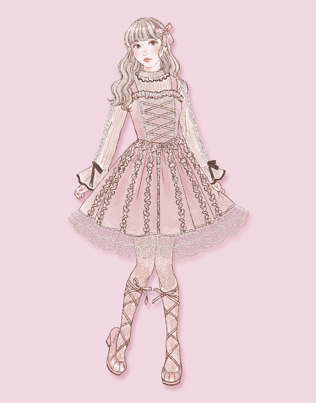 mellfy memory Lace up corset princess girl Dress