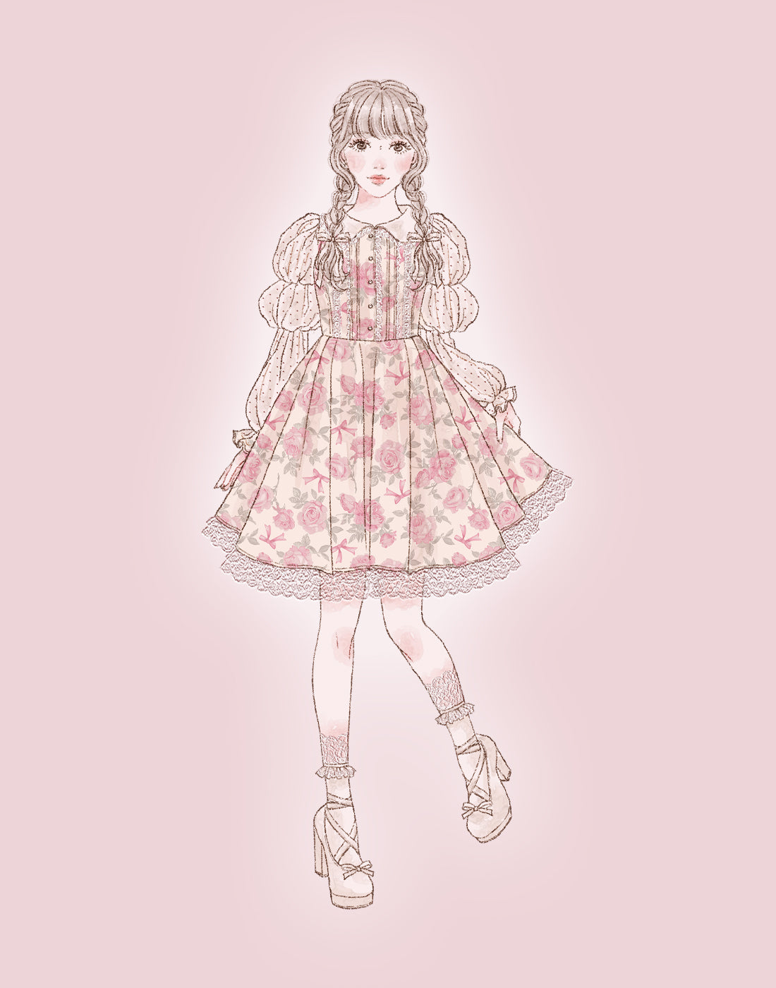 mellfy memory Rosy Floral Angelic Dress
