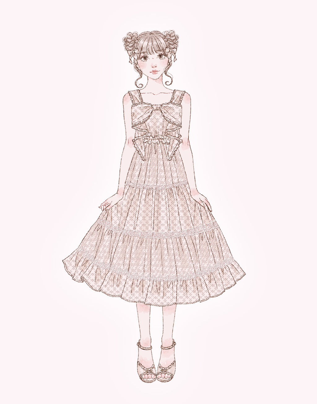 (Pre-order) mellfy memory Lovely ribbon cotton lace long onepiece