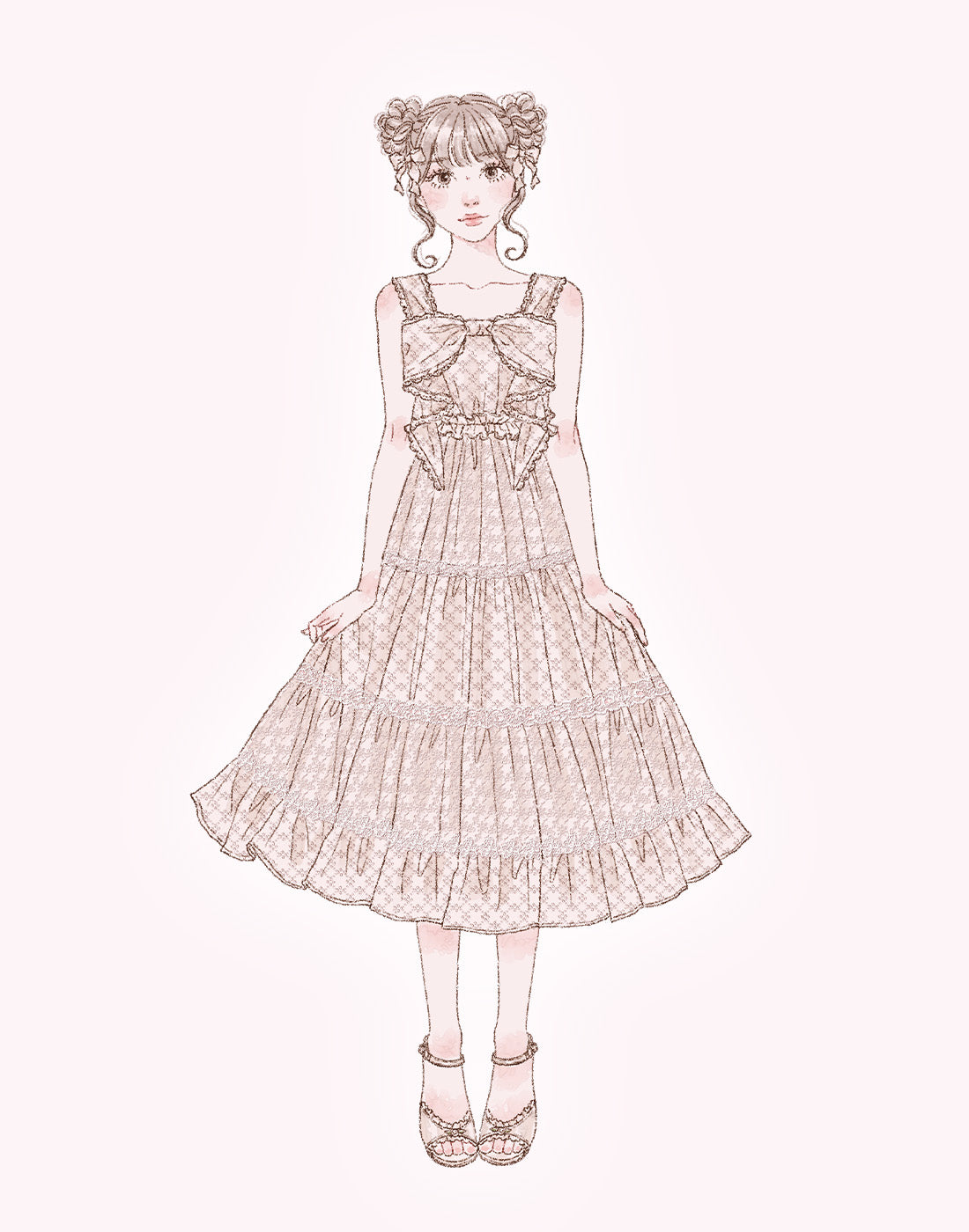 (Pre-order) mellfy memory Lovely ribbon cotton lace long onepiece