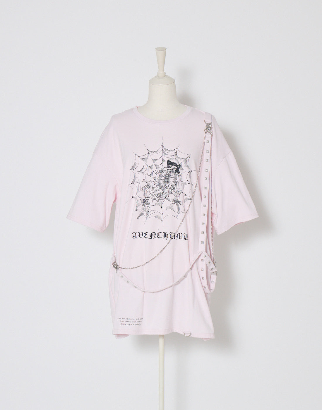 AVENCHUMU Skull illustration print studded cross t-shirt