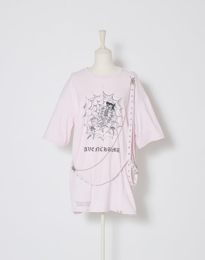 AVENCHUMU Skull illustration print studded cross t-shirt