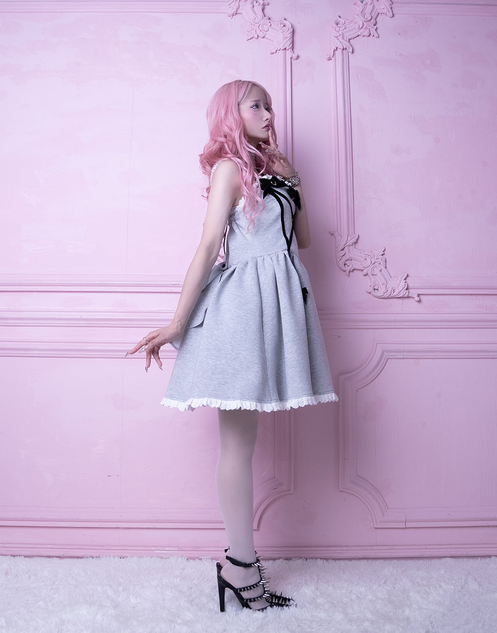 AVENCHUMU Back ruffle ribbon harness one piece