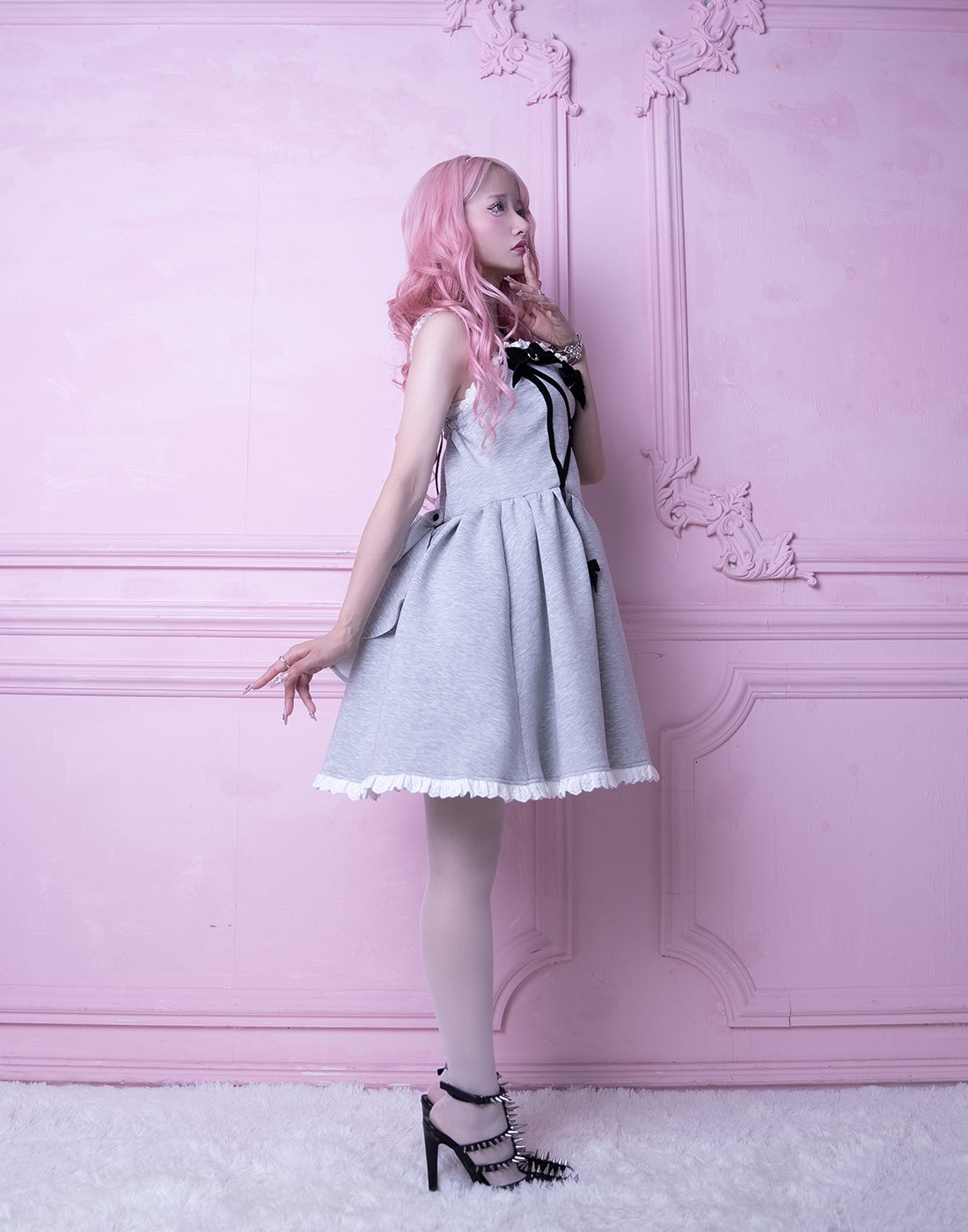 AVENCHUMU Back ruffle ribbon harness one piece