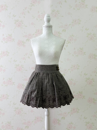 LIZ LISA Belt Embroidery Hem Skirt