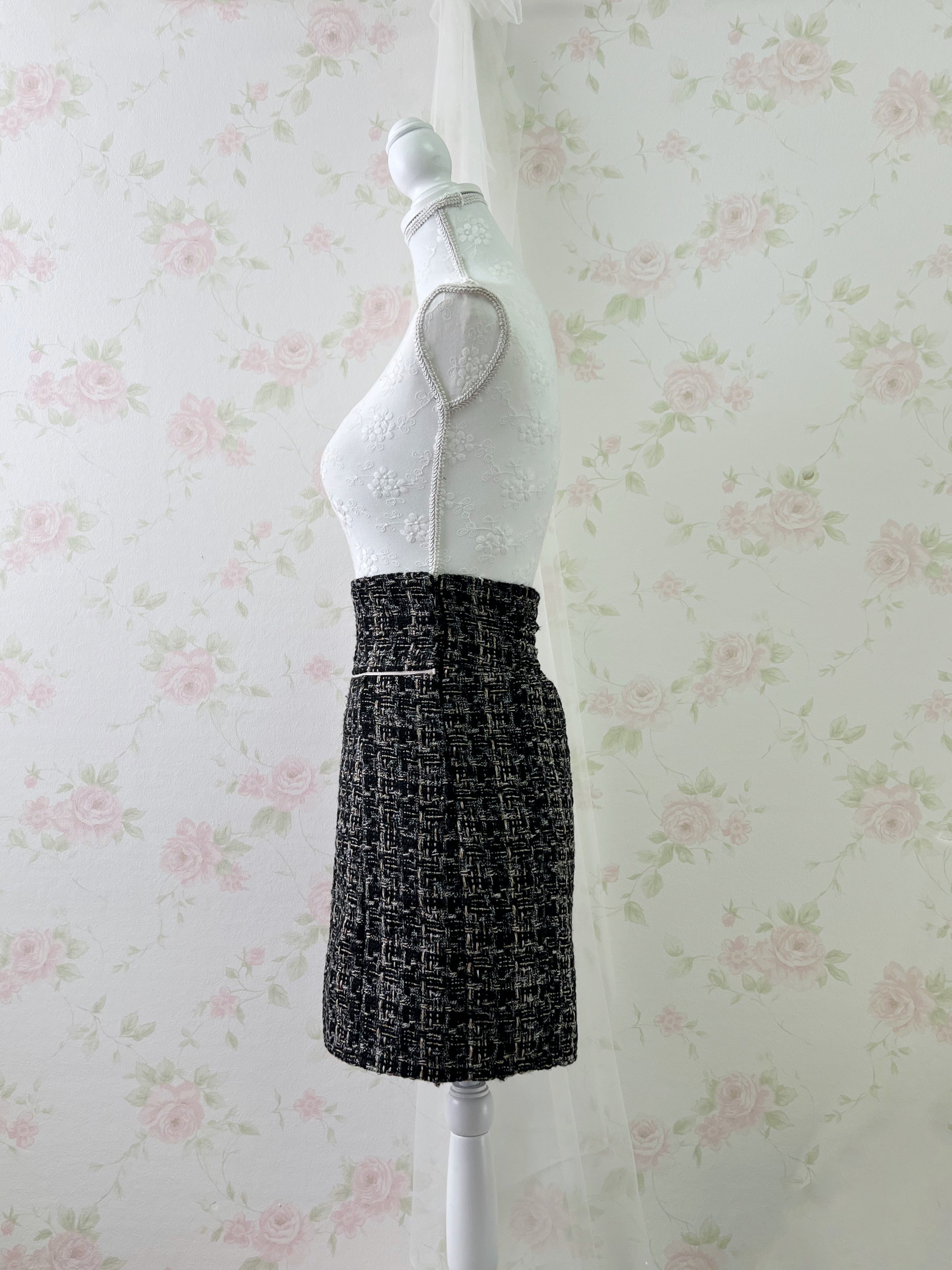 LIP SERVICE Tweed Gyaru Tight Skirt (Black Mix)