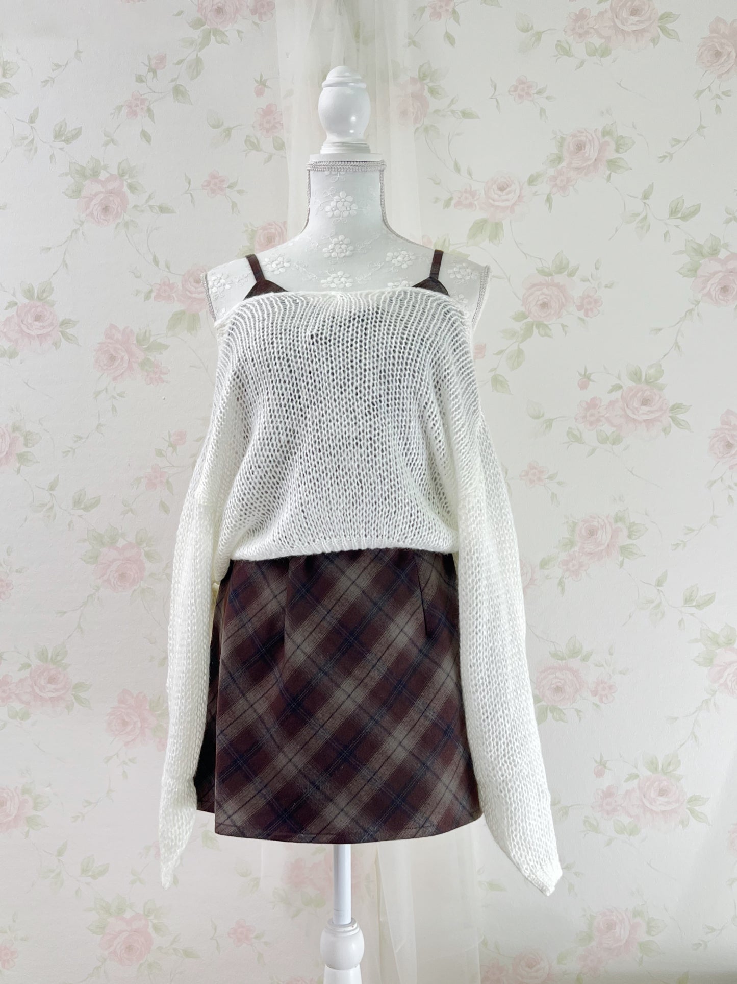 GRL Camisole Checked Dress (Chocolate)