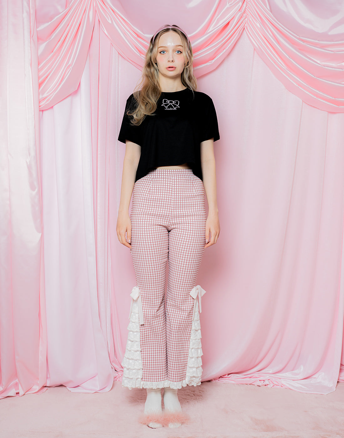 Lolime PRETTY UP Gingham checked Pants