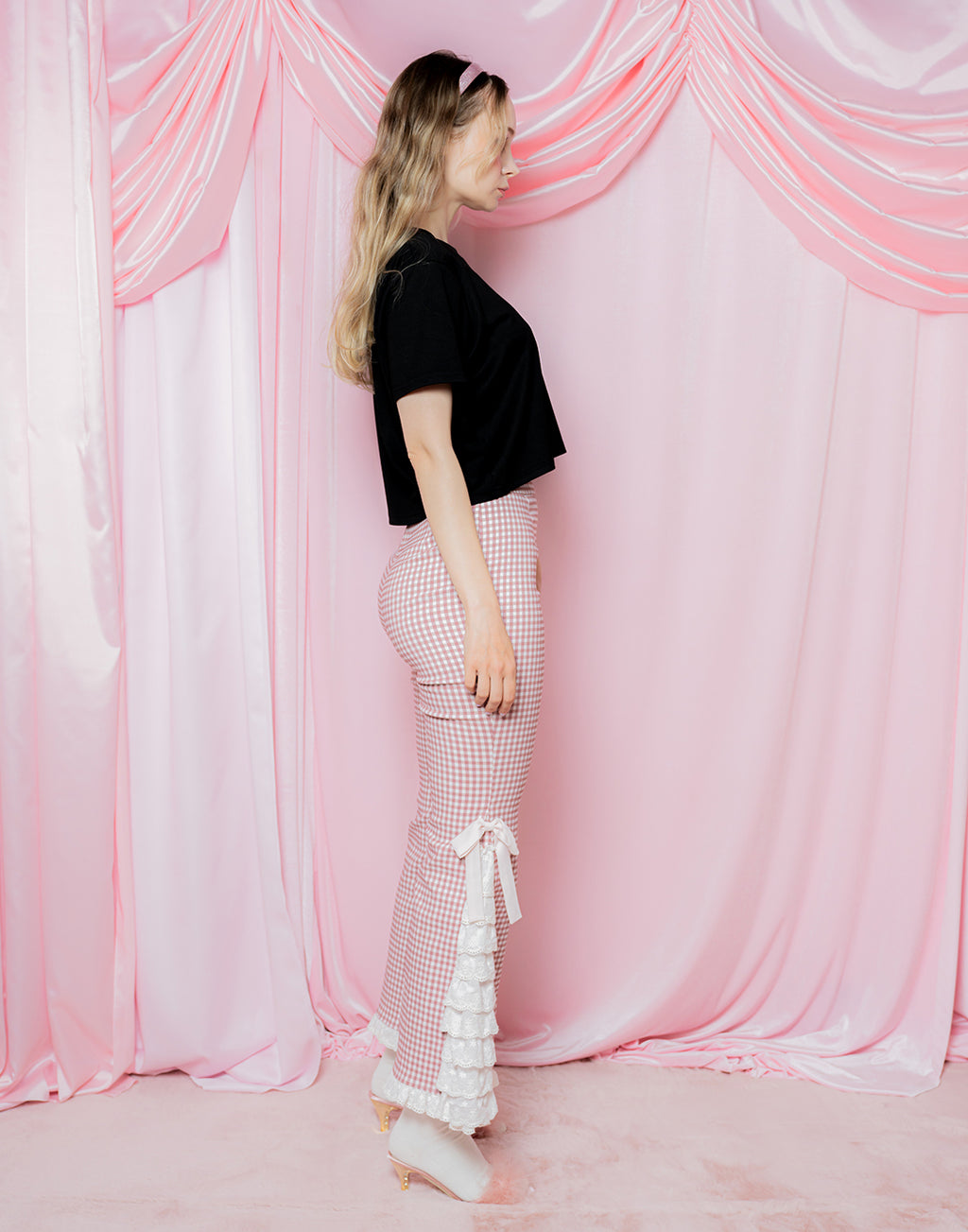 Lolime PRETTY UP Gingham checked Pants