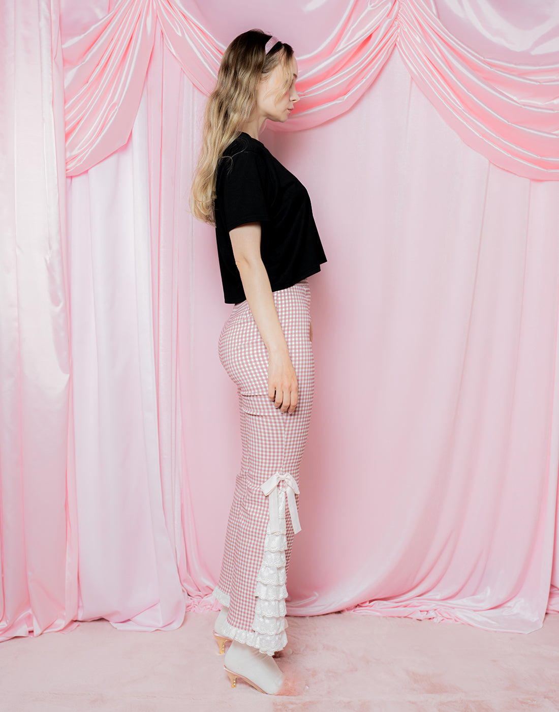 Lolime PRETTY UP Gingham checked Pants